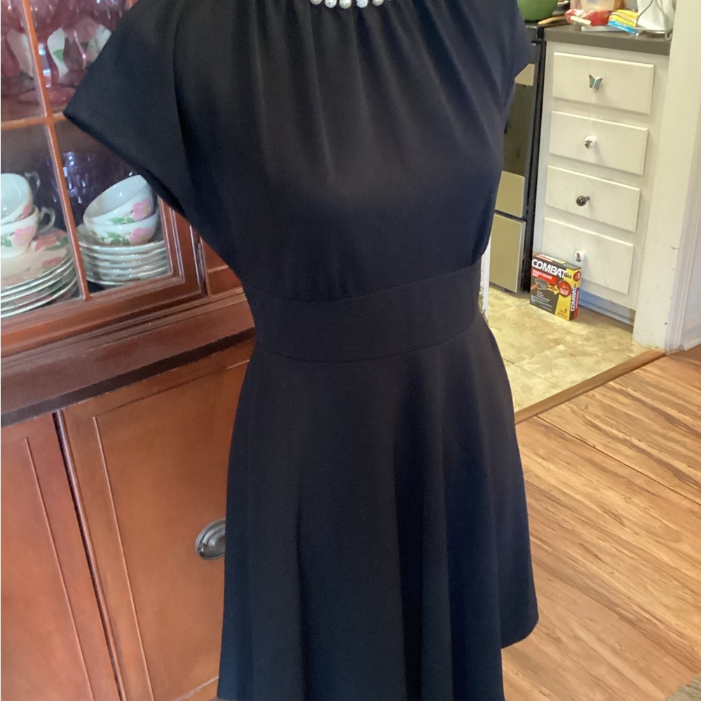 kate spade Black Fit-and-Flare Dress with Jewel Detail